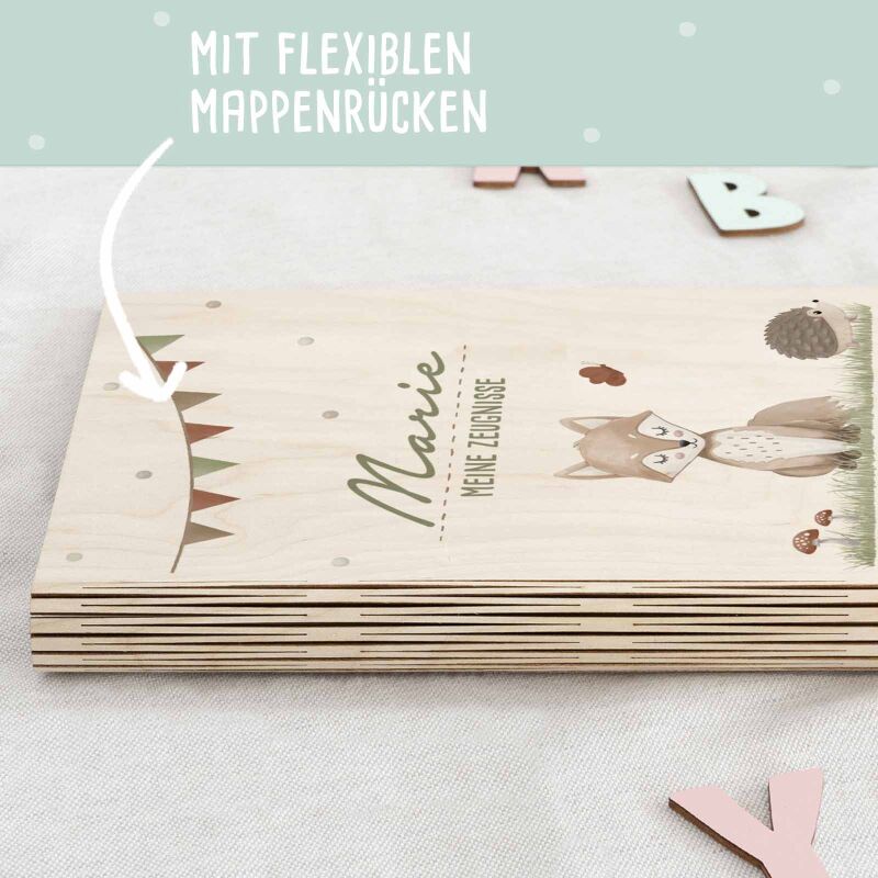 Zeugnismappe Holz Ringbuch "Fuchs"
