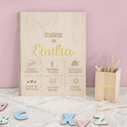 Zeugnismappe Holz Ringbuch mit 3D-Name "Affirmation"