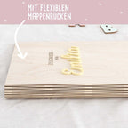 Zeugnismappe Holz Ringbuch mit 3D-Name "Affirmation"