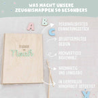 Zeugnismappe Holz Ringbuch mit 3D-Name "Affirmation"