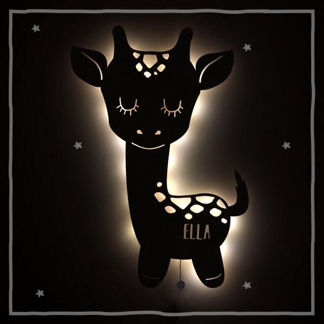 Night Light "Greta the Giraffe" personalized for Babys and Kids white yes