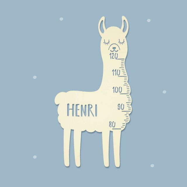 Measuring stick for children name personalizable size measurement from 80-120 cm model llama