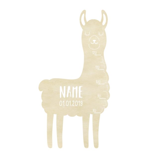Measuring stick for children name personalizable size measurement from 80-120 cm model llama nature