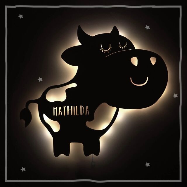 Night light &quot;Klara the cow&quot; personalized for baby and child