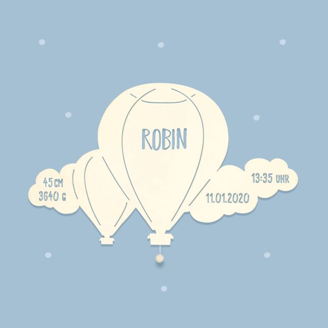 Night light "Bruno the balloon with cloud" personalized for baby and child