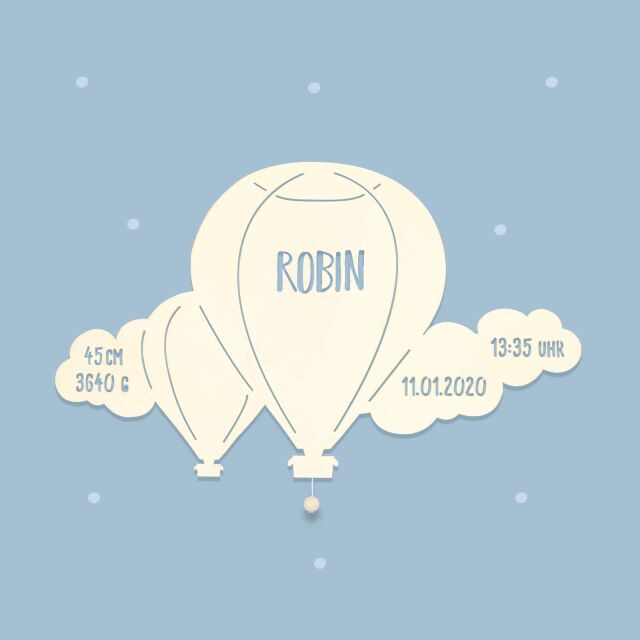 Night light &quot;Bruno the balloon with cloud&quot; personalized for baby and child