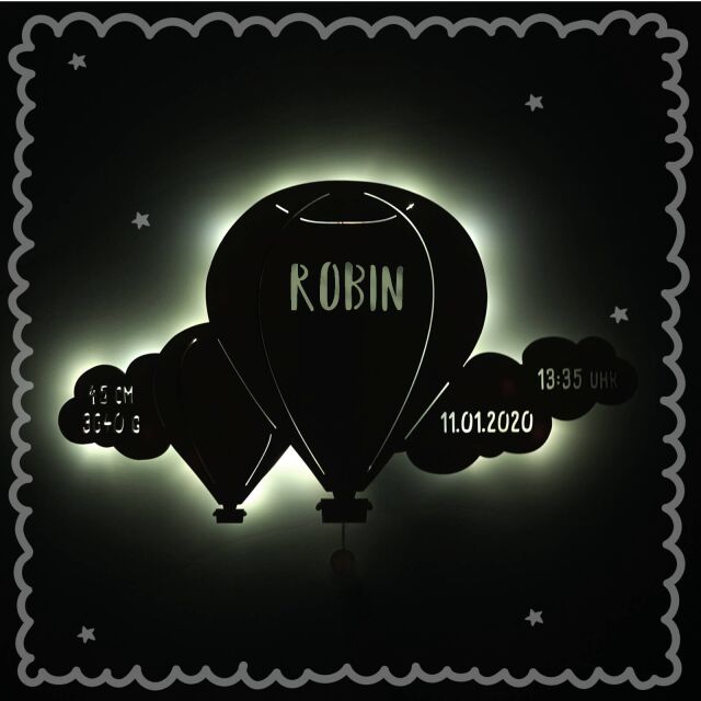 Nachtlicht "Bruno der Ballon mit Wolke" natur holzoptik nein