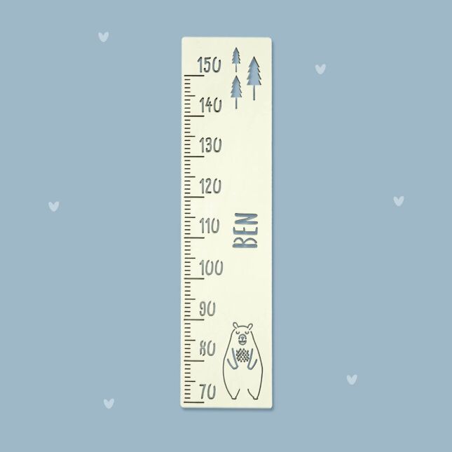 measuring stick for children name personalizable size measurement 70-150cm scaling standard with bear motive