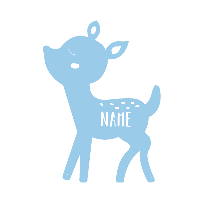 Night light "Rita the fawn" personalized for baby and child light blue no