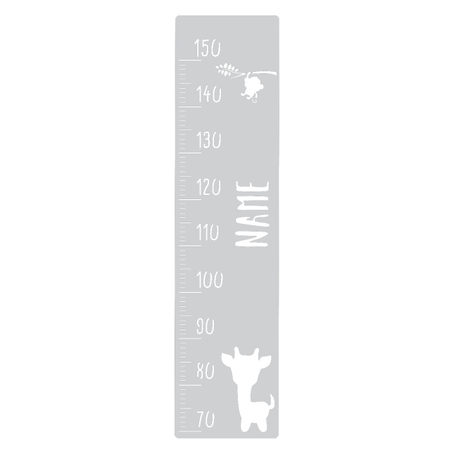 measuring stick for children name personalizable size measurement 70-150cm scaling standard with giraffe motif grey