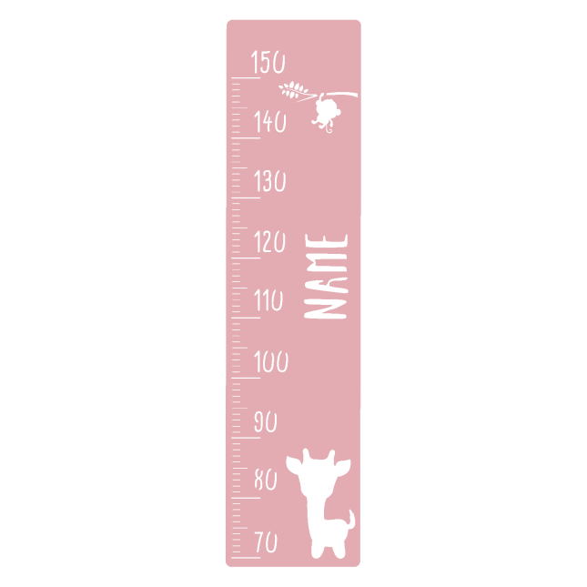 measuring stick for children name personalizable size measurement 70-150cm scaling standard with giraffe motif old rose