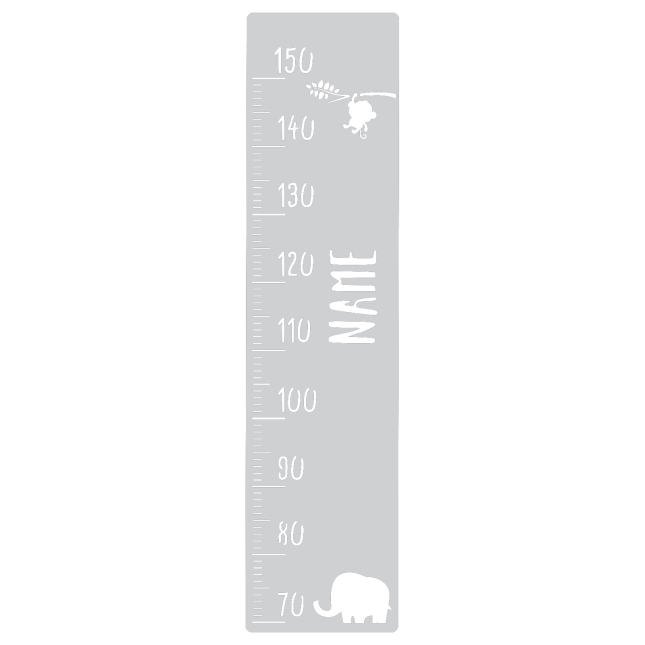 Measuring stick for children name personalizable size measurement 70-150cm scaling standard with elephant motif grey