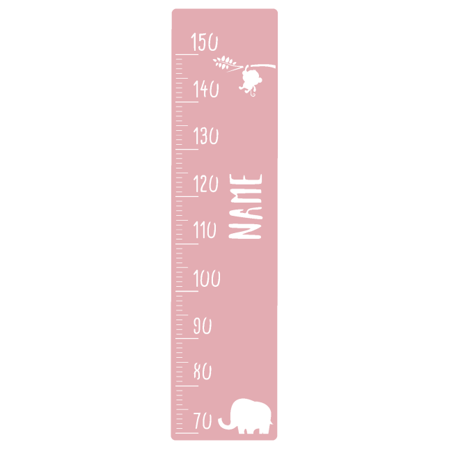 Measuring stick for children name personalizable size measurement 70-150cm scaling standard with elephant motif old rose