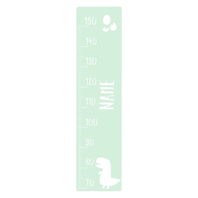Measuring stick for children name personalizable size measurement 70-150cm scale standard with dino motive mint