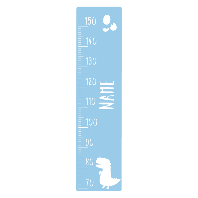 Measuring stick for children name personalizable size measurement 70-150cm scale standard with dino motive light blue