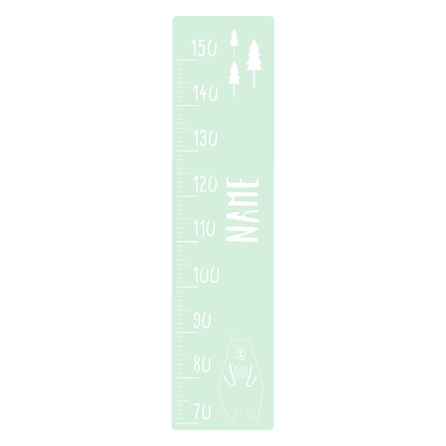 measuring stick for children name personalizable size measurement 70-150cm scaling standard with bear motive mint
