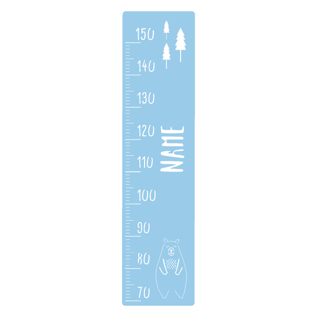 measuring stick for children name personalizable size measurement 70-150cm scaling standard with bear motive light blue