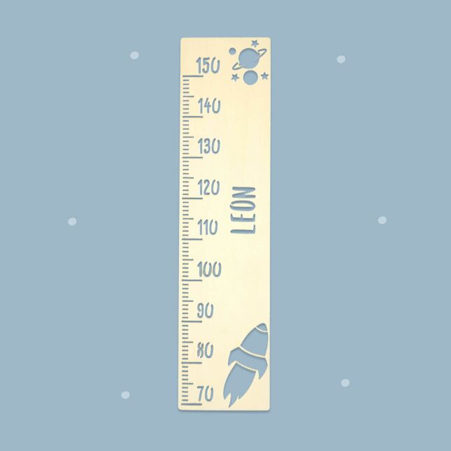 Measuring stick for children name personalizable size measurement 70-150cm scaling standard with rocket motif