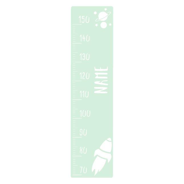 Measuring stick for children name personalizable size measurement 70-150cm scaling standard with rocket motif mint