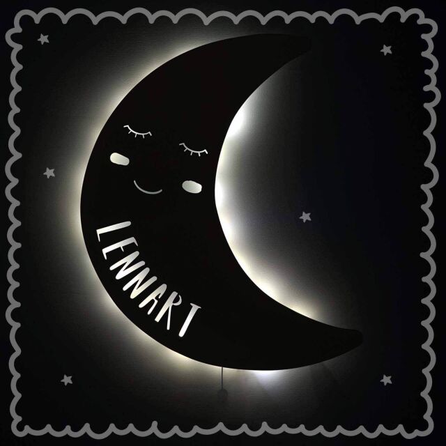 Night light &quot;Milo the moon&quot; personalized for baby and child