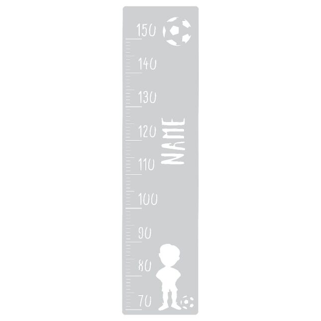 Measuring stick for children name personalizable size measurement 70-150cm scaling standard with kicker motif grey