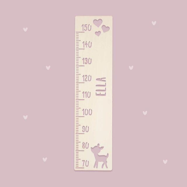 measuring stick for children name personalizable size measurement 70-150cm scaling standard with fawn motif