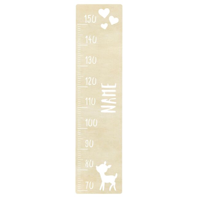 measuring stick for children name personalizable size measurement 70-150cm scaling standard with fawn motif nature