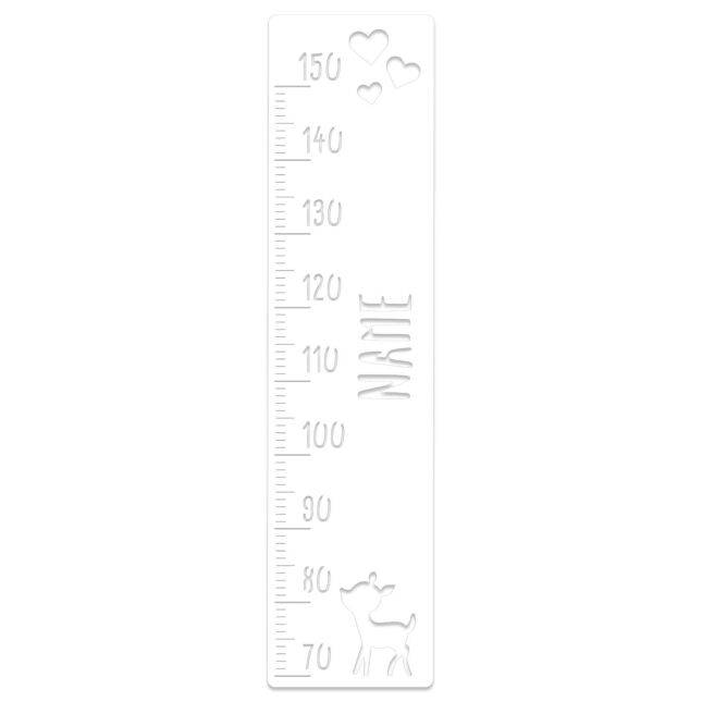 measuring stick for children name personalizable size measurement 70-150cm scaling standard with fawn motif white
