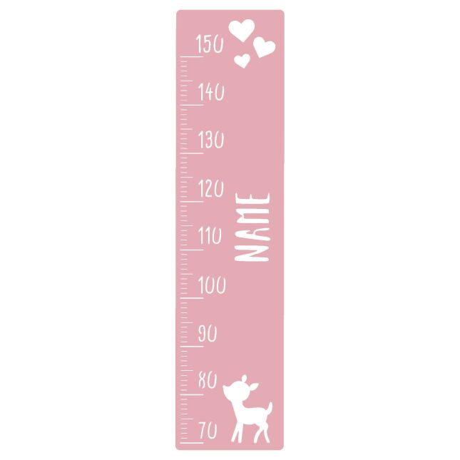measuring stick for children name personalizable size measurement 70-150cm scaling standard with fawn motif old rose