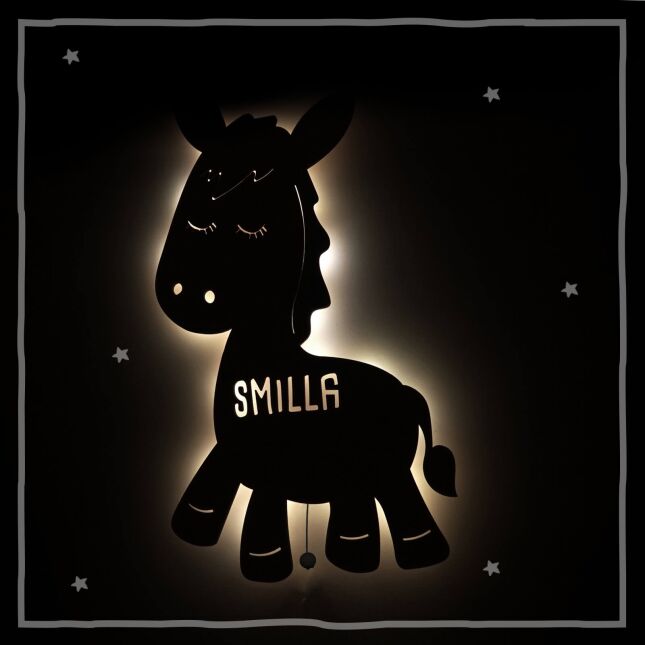Night light "Emil the donkey" personalized for baby and child old rose yes