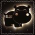 Night light "Nilo the hippo" personalized for baby and child old rose yes