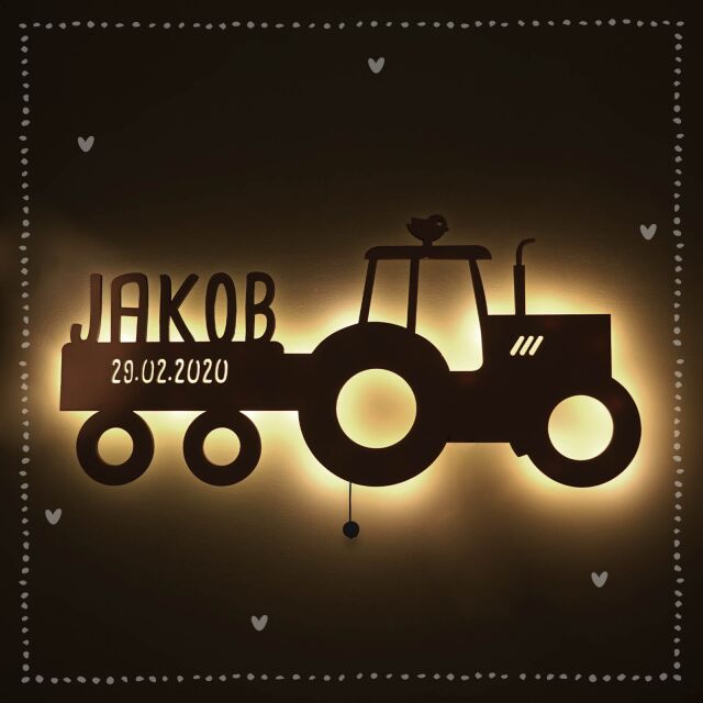 Night Light "Traki the Tractor" personalized for Babys and Kids nature yes