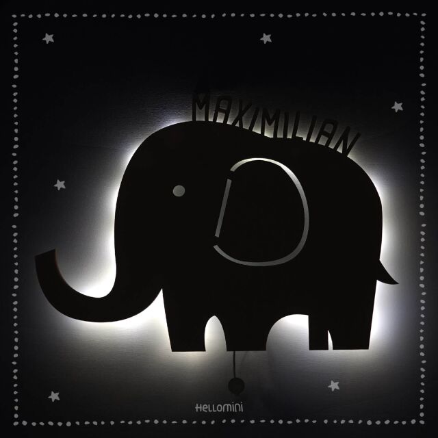 Night Light "Elenor the Elephant" personalized for Babys and Kids white yes