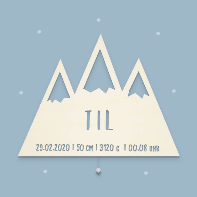 Night Light "Bela the Mountain" personalized for Babys and Kids