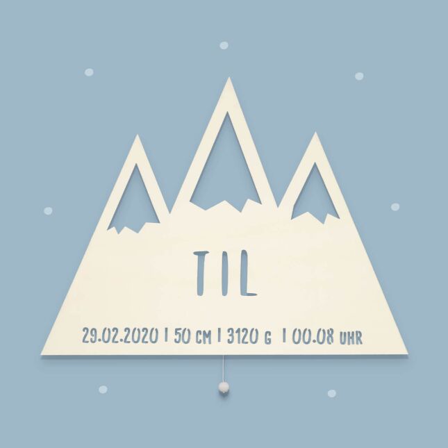 Night Light "Bela the Mountain" personalized for Babys and Kids white no