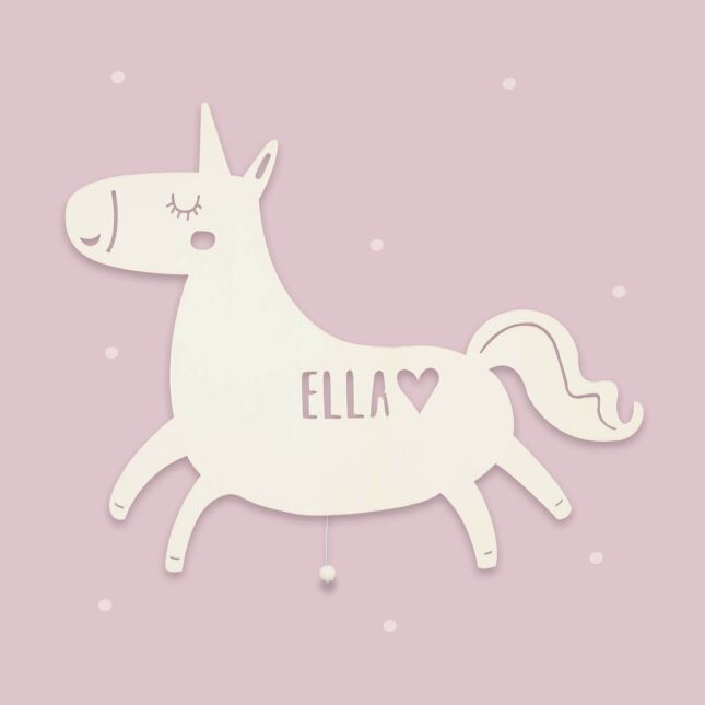 Night Light "Elfi the Unicorn" personalized for Babys and Kids white no