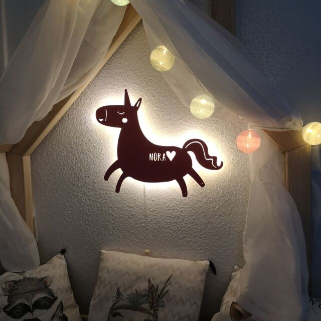 Night Light "Elfi the Unicorn" personalized for Babys and Kids white no