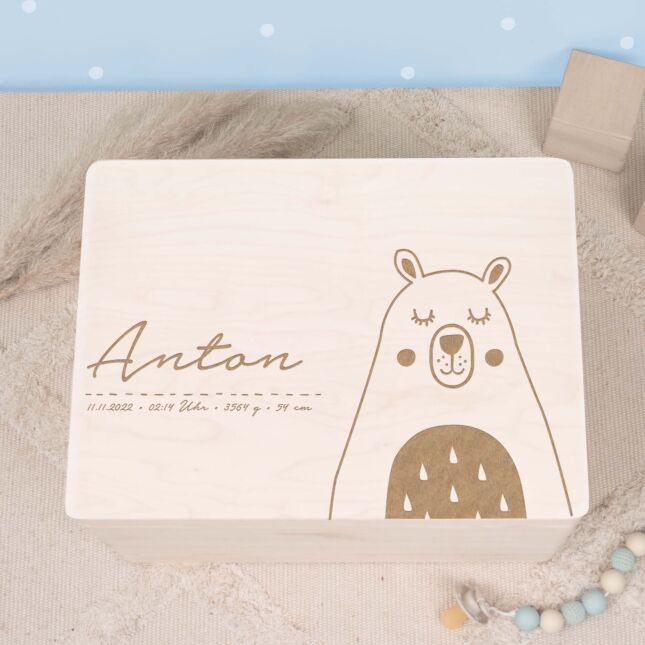 Reminder box "Bear" personalized for Child & Baby