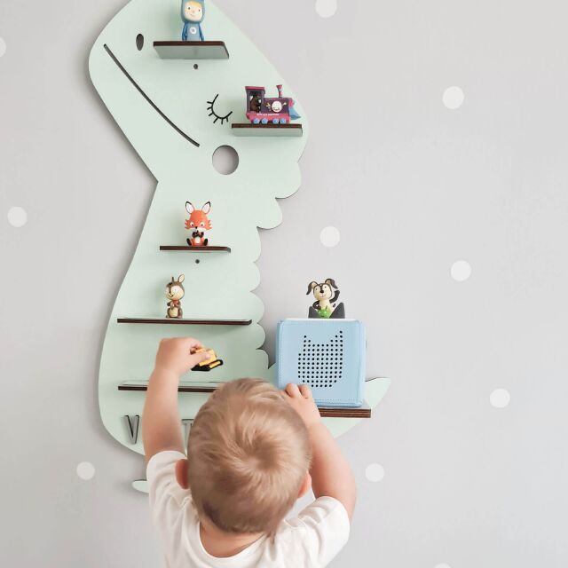 Personalized shelf "Dino" suitable for Toniebox and Tonie figurines Wall shelf for childrens music box