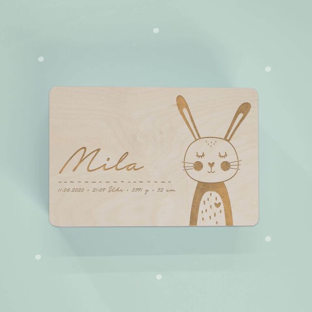 Reminder box "Rabbit" personalized for child & baby S (30x20x14 cm) with handles