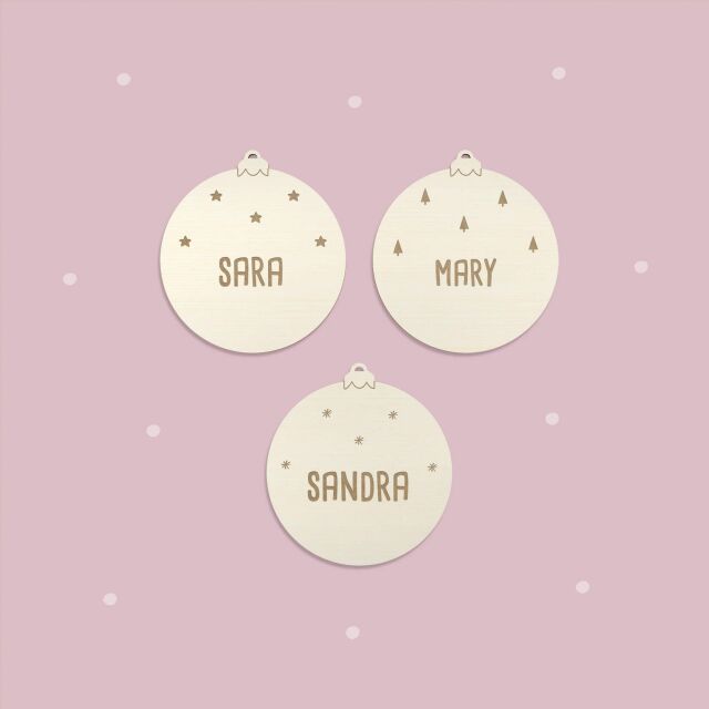 Weihnachtskugel "Symbole" 3er Set personalisiert mit Deinen Wunschnamen
