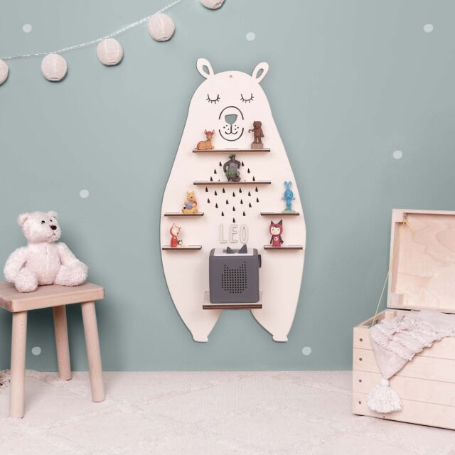 Personalized shelf "Bear" suitable for Toniebox and Tonie figures Wall shelf for children music box