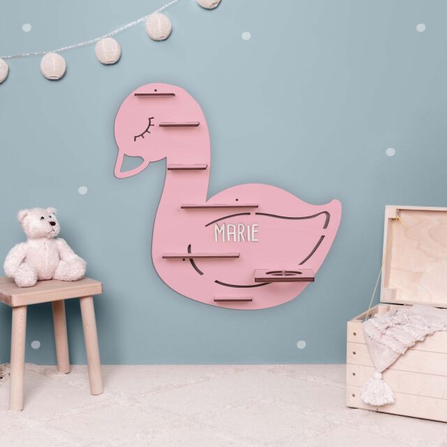 Personalized shelf "Swan" suitable for Toniebox and Tonie figures Wall shelf for children music box