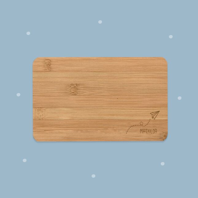 Set of 2 breakfast boards "paper airplane" personalized with your desired name