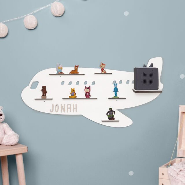 Personalized shelf &quot;Airplane&quot; suitable for Toniebox and Tonie figurines Wall shelf for childrens music box