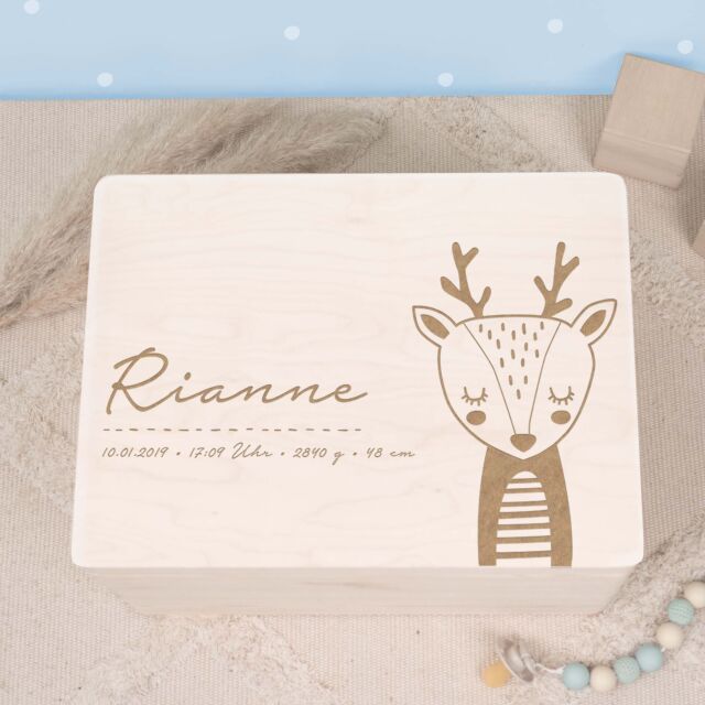 Memory box &quot;Deer&quot; personalized for child &amp; baby