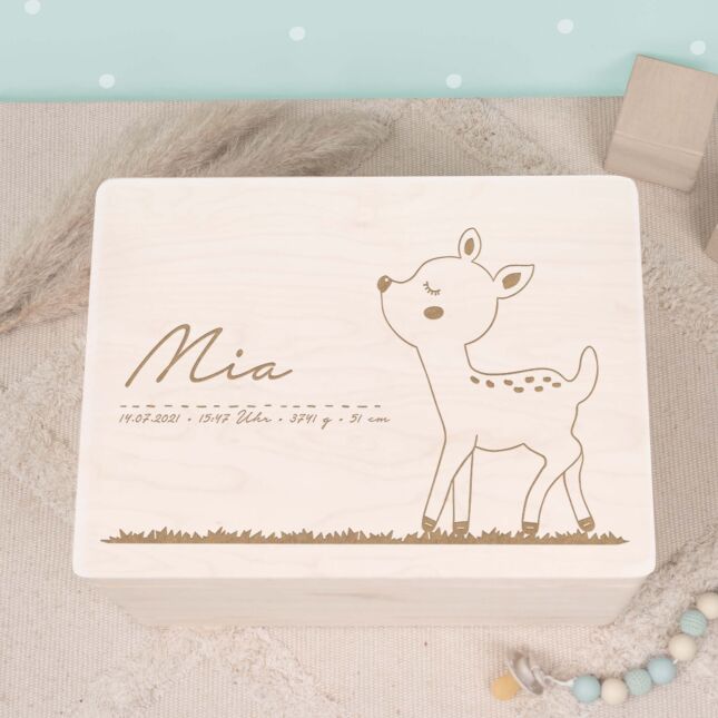 Memory box "Fawn" personalized for child & baby XL (60x40x23cm) with handles