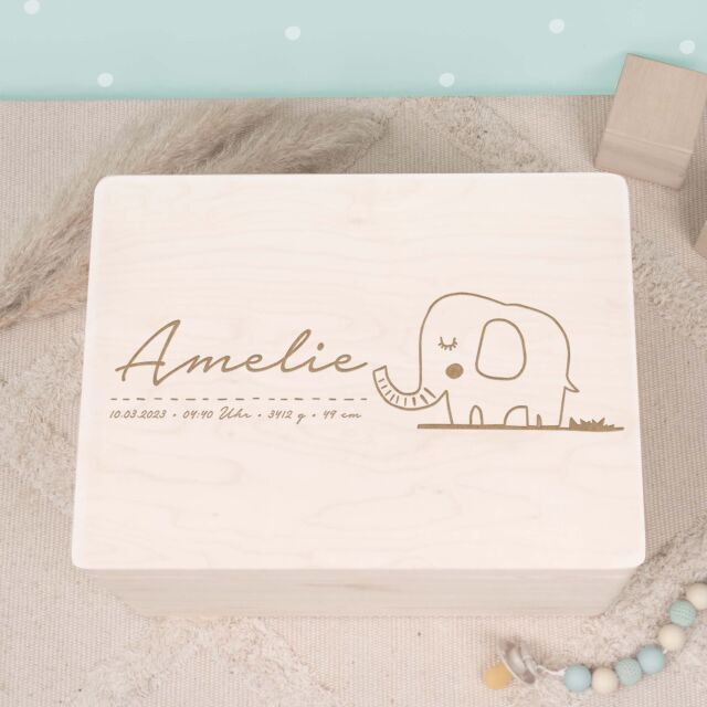 Memory box &quot;Elephant&quot; personalized for child...