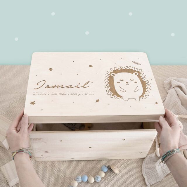 Memory box "Hedgehog" personalized for child & baby