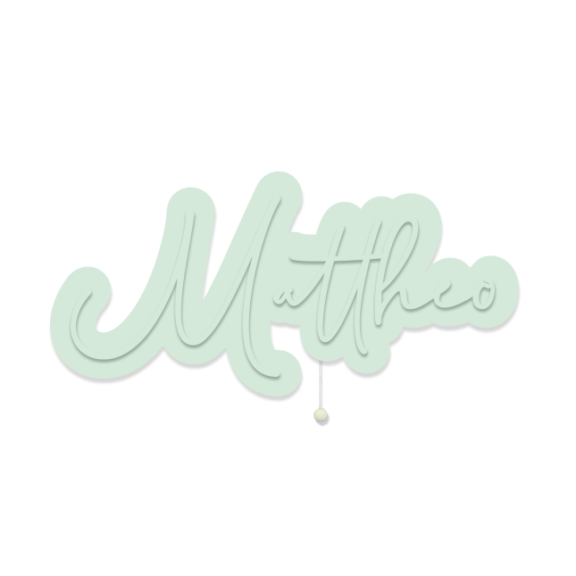 3D Nachtlicht "Schriftzug Mattheo" personalisiert für Baby und Kind mint mint yes